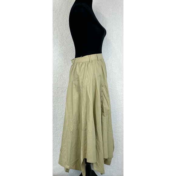 ULLA JOHNSON • Tan Helaine Asymmetrical Handkerchief Hem High-Waisted Midi Skirt - Picture 5 of 16